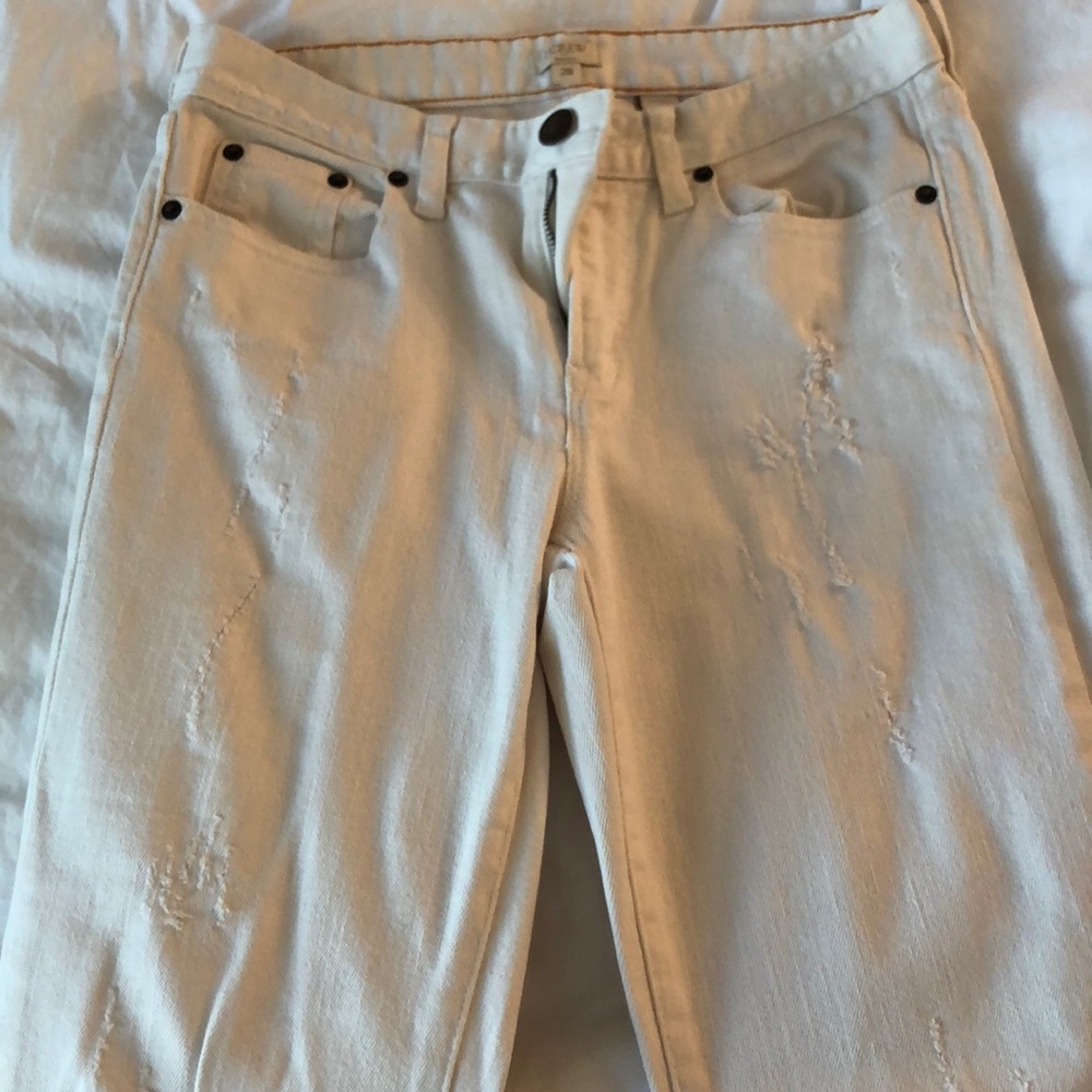 Jcrew white ripped jeans